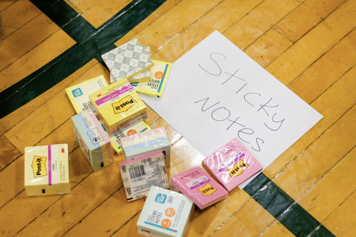 Students donated sticky notes to teachers amongst various other school supplies.